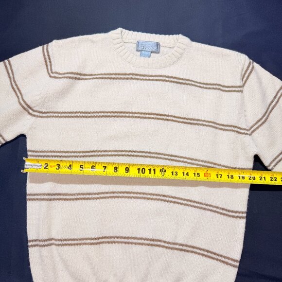 Le Tigre Mens Sweater Large Cream Brown Stripe - Picture 4 of 7